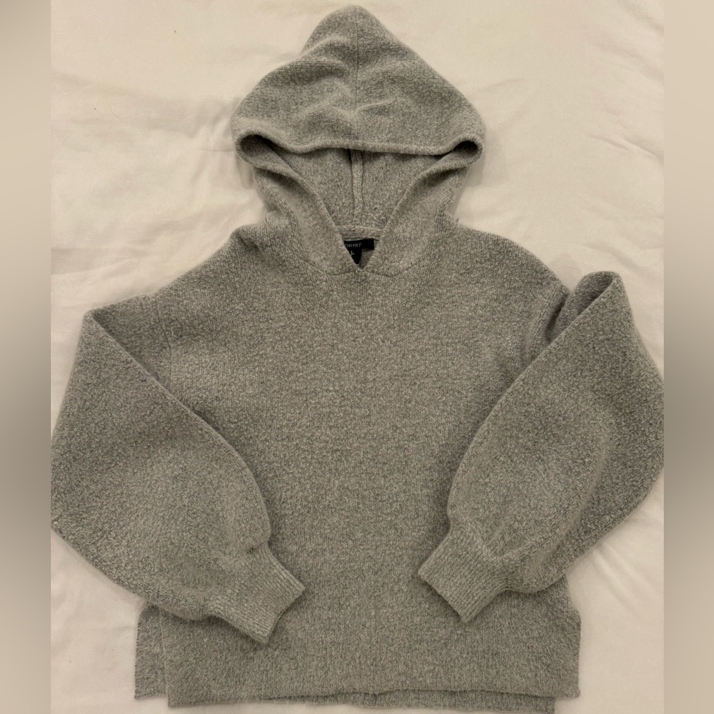 Forever 21 Grey Balloon Sleeve Cropped Sweatshirt Small